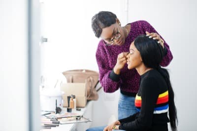 Makeup artist at beauty event