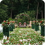 Wedding venue garden aisle